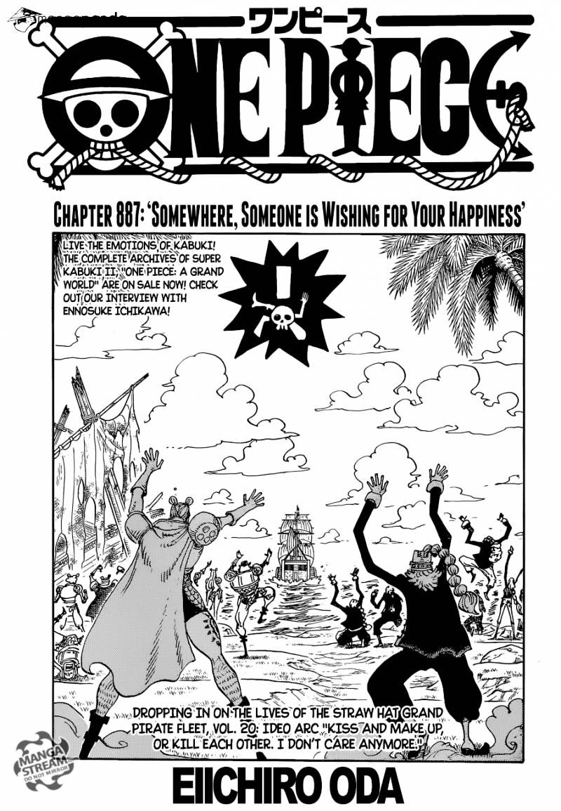 One Piece Chapter 887 : Somewhere, Someone Is Wishing For Your Happiness - Picture 1
