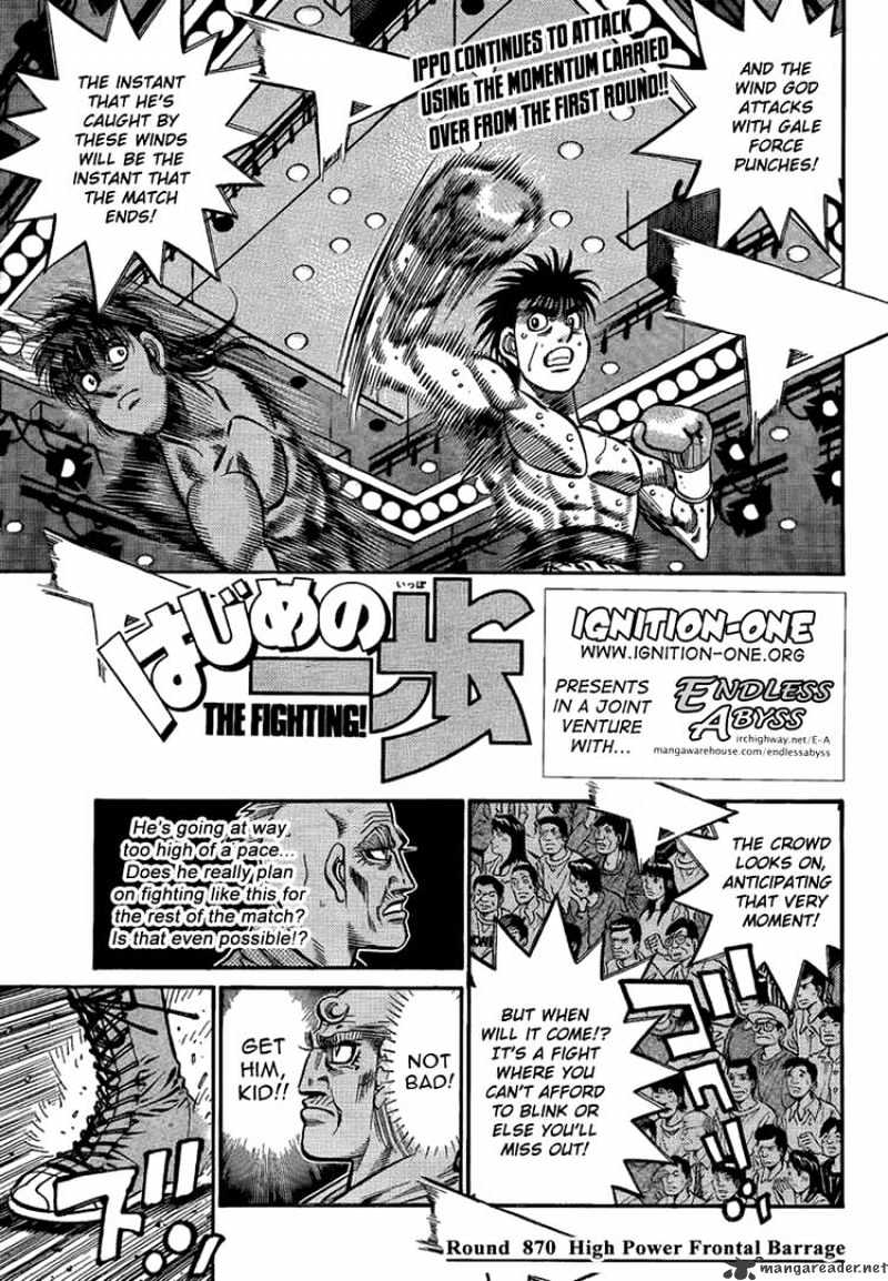 Hajime No Ippo Chapter 870 : High Power Frontal Barrage - Picture 1