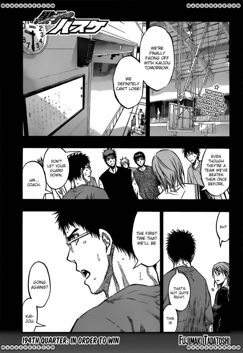 Kuroko No Basket Vol.20 Chapter 194 : In Order To Win - Picture 1