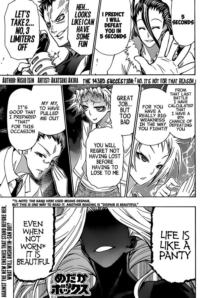 Medaka Box Vol.17 Chapter 143 : No, It S Not For That Reason - Picture 3